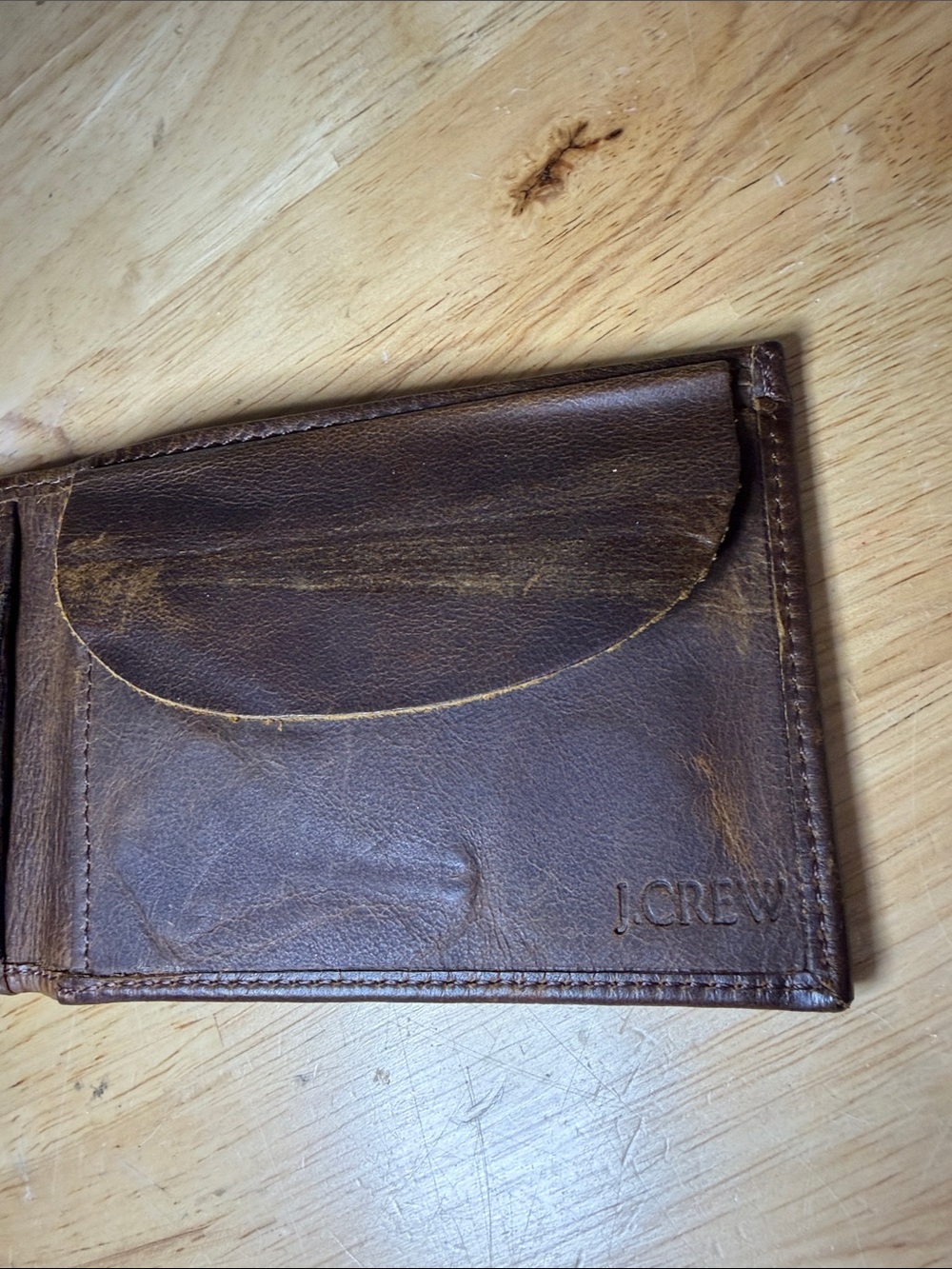J. Crew Dark Brown Leather Bifold Card Holder